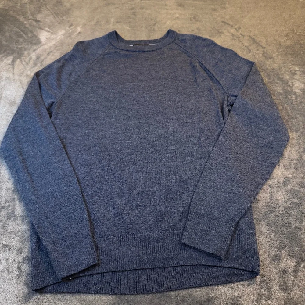 Banana Republic Blue 100% Merino Wool Raglan Crew‎ Neck Sweater Mens Medium